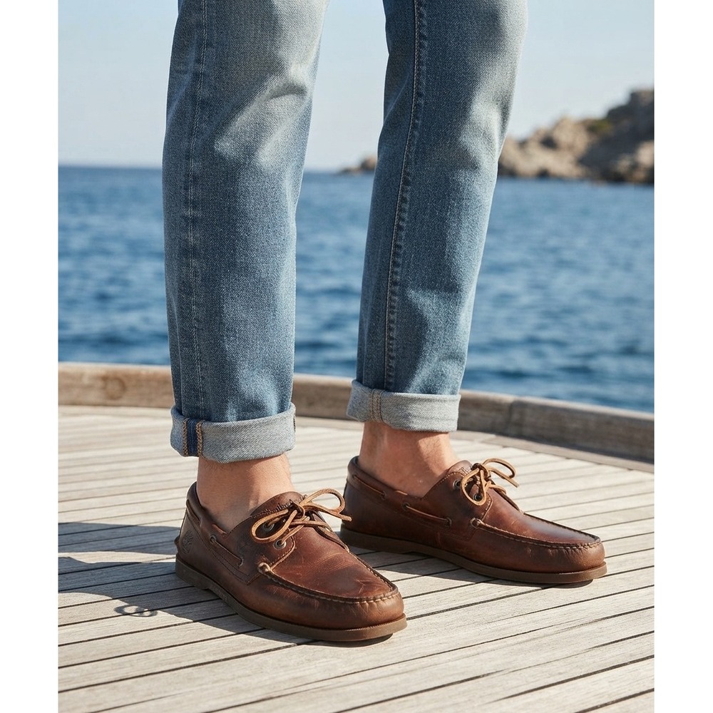 Timberland Rich Brown Leather Boat Shoes Men's size 10.5
